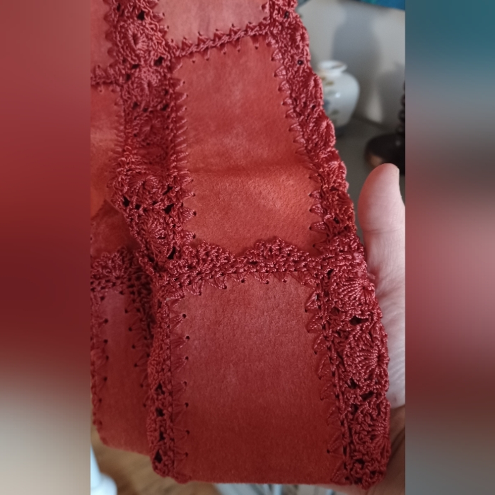 Beautiful Coral Leather Patchwork And Chrochet Ja… - image 6